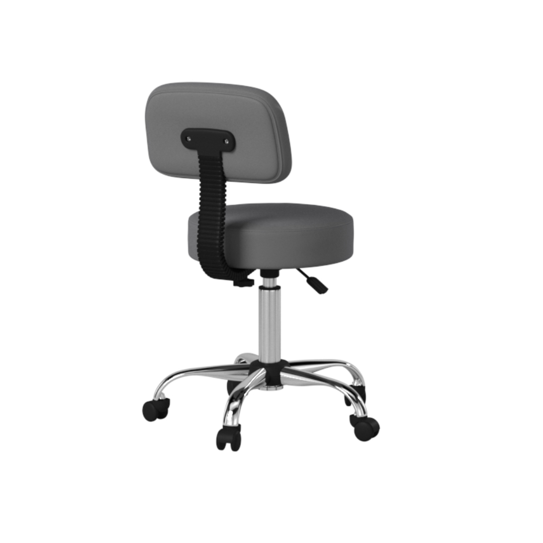 Boss Grey Antimicrobial Medical Stool W/ Back Cushion