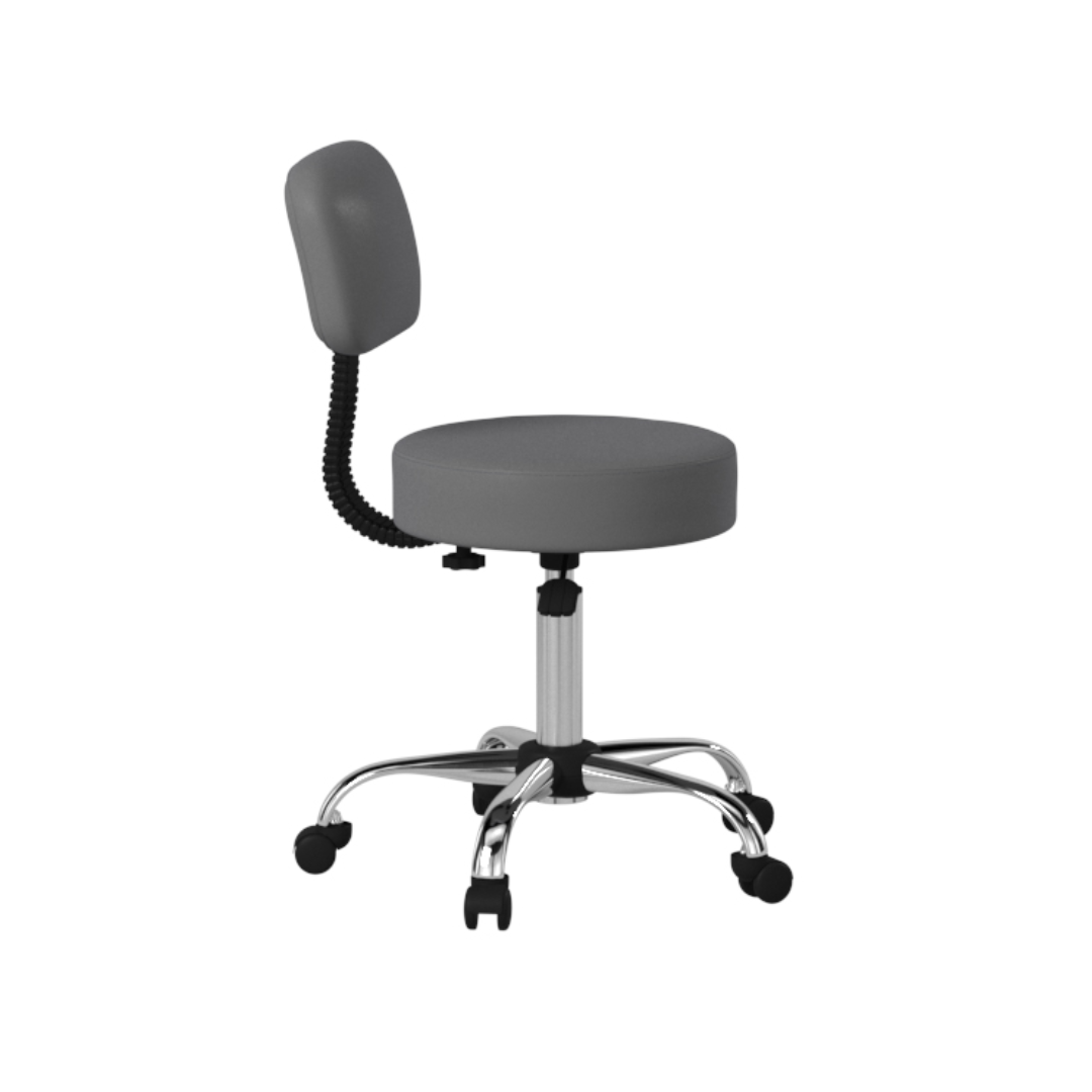 Boss Grey Antimicrobial Medical Stool W/ Back Cushion