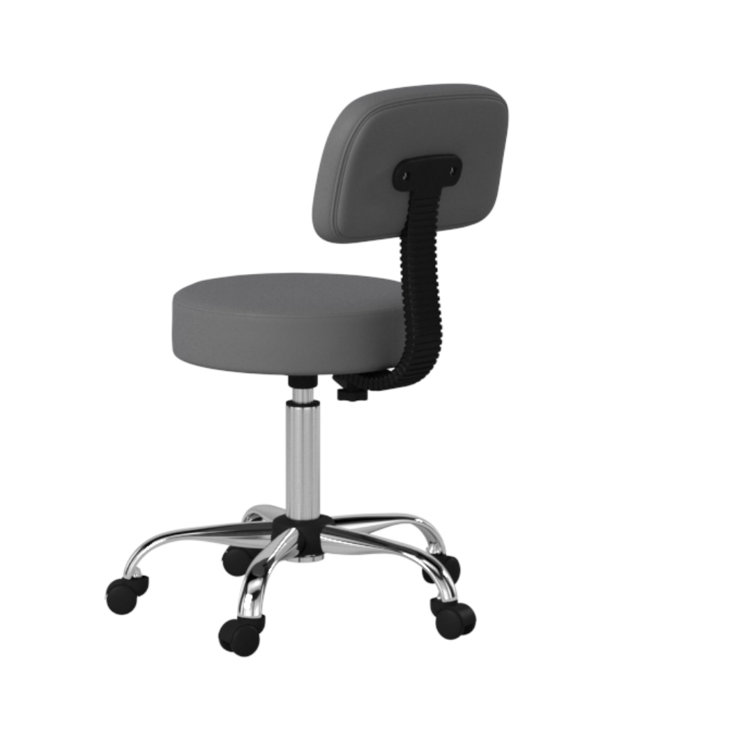 Boss Grey Antimicrobial Medical Stool W/ Back Cushion