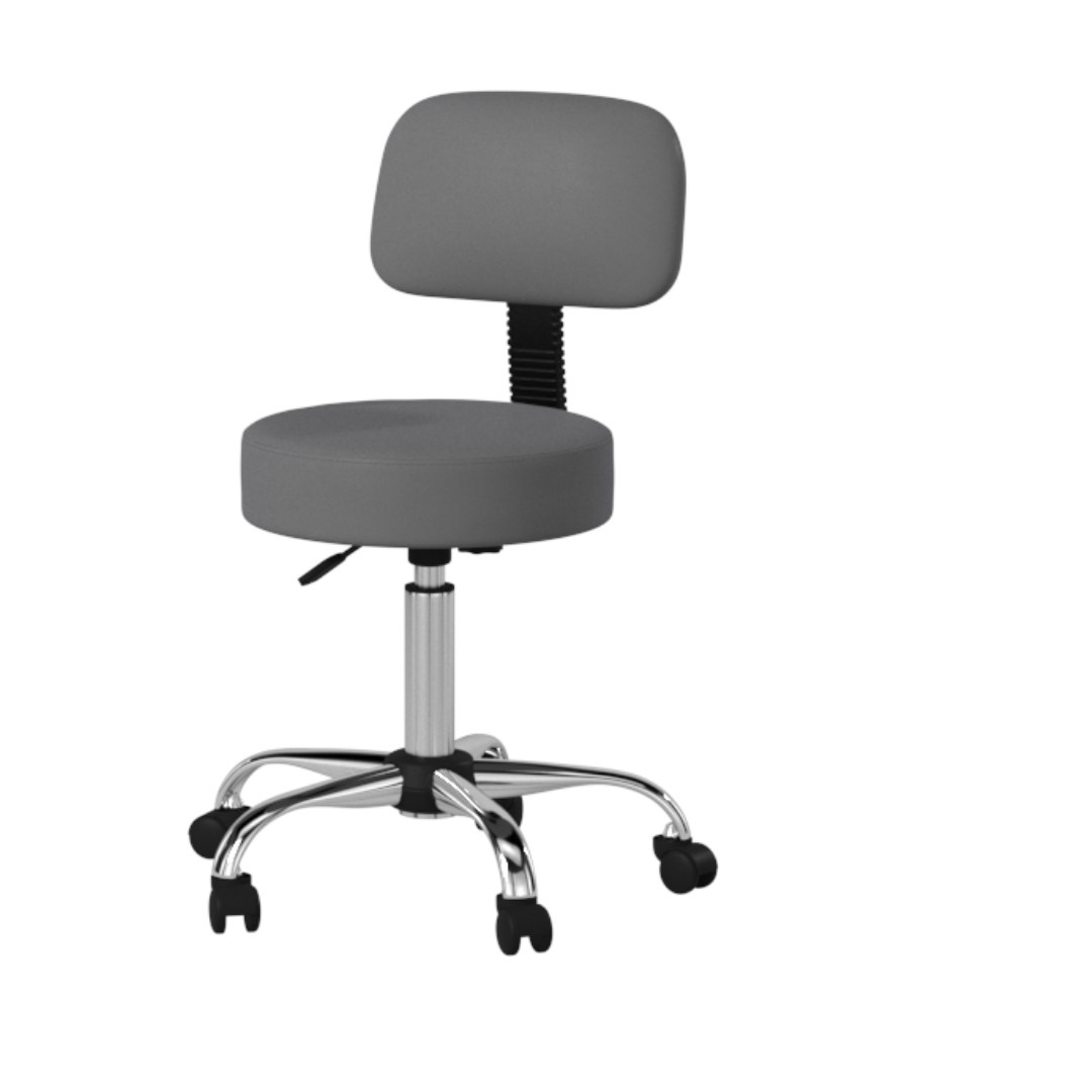 Boss Grey Antimicrobial Medical Stool W/ Back Cushion