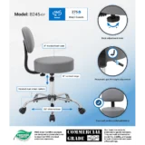 Boss Grey Antimicrobial Medical Stool W/ Back Cushion