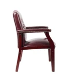 Boss Traditional Oxblood Vinyl guest, accent or dining chair W/ Mahogany Finish