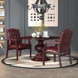 Boss Traditional Oxblood Vinyl guest, accent or dining chair W/ Mahogany Finish