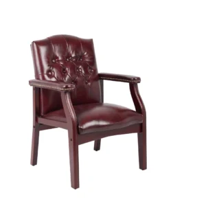 Boss Traditional Oxblood Vinyl guest, accent or dining chair W/ Mahogany Finish